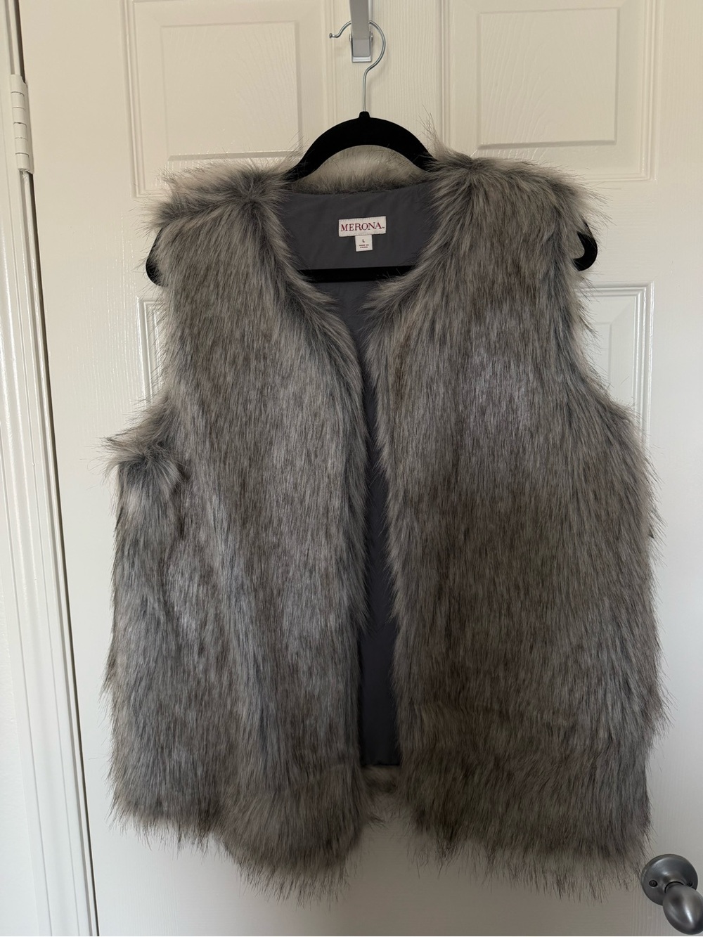 Merona Gray Faux Fur Vest, NWT